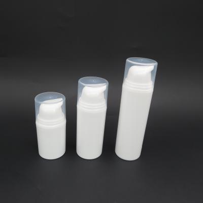 Китай Full cover 35mm 15ml 30ml 50ml PP plastic white vacuum airless bottle продается