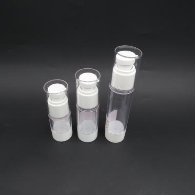 Cina wholesale 33mm 15ml 30ml 50ml AS plastic clear vacuum airless bottle in vendita