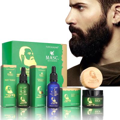 China HODM Replenishing Gift Packing 100% Natural Oils Fight Frizz & Kill Bacteria Beard Oil & Balm Care Sets For Custom Logo for sale