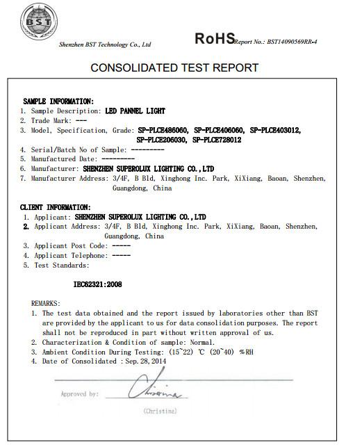 Rohs - Shenzhen Superolux lighting Co.LTD