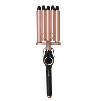 China New Five Barrel Large Wave Ceramic Home Ionic Hair Curler Rose Gold Automatic Use LCD Show Curling Iron Hair Curler for sale