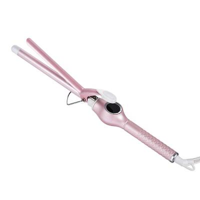 China Digital LCD Hair Salon Equipment Ceramic Wand PTC Heat Element Curling Iron Ceramic Hair Curler With Clip for sale