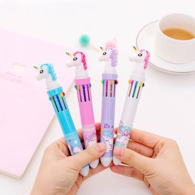 China As picture 4 pcs pen hand count pen ten colors candy color unicorn ballpoint pen pen student stationery for sale