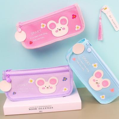 China Schools & Offices Cartoon Mouse Student Pencil Case Oxford Stationery Zipper Pencil Bag Gifts for sale