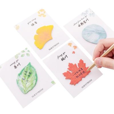 China Leaves self-adhesive beautiful small fresh sticky note creative stationery note for sale