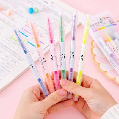 China Promotional Markers & Highlighter Bars 6 Pcs Pen Marker Dual Head Pen Dot Text For Students Decoration 6 colors/12 colors for sale