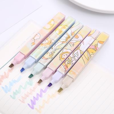 China office & 12 Constellations School Jigsaw Puzzle Highlighter Bar Girl's Markers Heart Light Color Pen Student Key Soft Master Manual Spotting Pen for sale