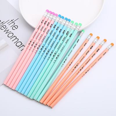 China office & School Pencil Macaroon HB Pencil Student and Children Painting Pen Creative Stationery Triangle Cute Doodle Pencil for sale