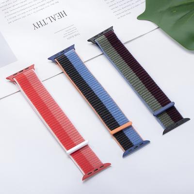 China Silicone Sport Loop Cloth Nylon Bands For Apple Watch Band 38mm 40mm 41mm For Women Men Replacement Stretch Elastic Braided Strap for sale