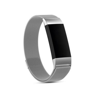 China Replacement Stainless Steel Metal Buckle Bands Compatible with Fitbit Charge 3 Fitbit Charge 4 Strap for sale