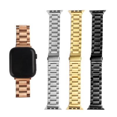 China Stainless Steel Metal 3 Beaded Business Upgraded Solid Stainless Steel Band For Apple iWatch Series 7 6 5 4 3 2 1 Se for sale