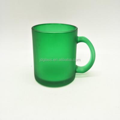 China Promotional Wine Outer 350ml Matte Green Glass Coffee Mug With Custom Logo for sale