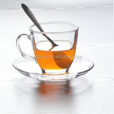 China Viable Cheap Clear 180ml Coffee Cups With Saucer for sale