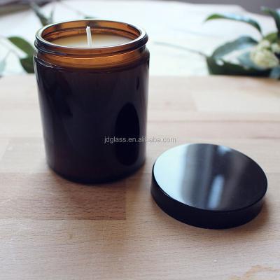 China Home Decoration 360ml 12.5oz Sprayed Dark Amber Glass Jars For Candle Making for sale