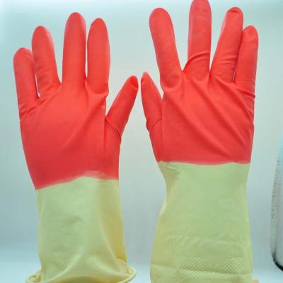 China Cleaning ; Housework ; Kitchen ; High Quality Bi Color Household Latex Gardening Gloves for sale