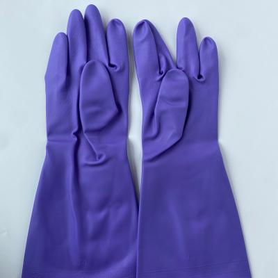 China Cleaning ; Housework ; Kitchen ; Latex Free Gardening - Dishwashing Gloves with Cotton Flock Coating and Embossed Palm for sale