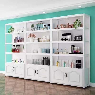 China MDF+Metal Cosmetics Shelves Multi-Layer Cabinet Corner Showcase Cabinet Rack Combination Shelf Display Rack for sale