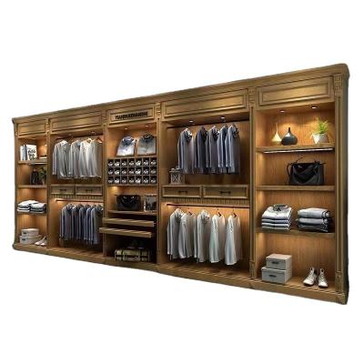 China MDF+titanium Alloy+tempered glass European style men's display cabinet detachable display cabinet clothes display cabinet for sale