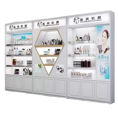 China Fancy MDF Skin Care Product Showcase Led Light Metal Customized Commercial Display Cabinet for sale