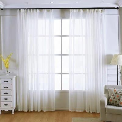 China Blackout China Wholesaler Grommet Textured Modern Plain White linen Sheer Curtains For Living Room Bedroom Decoration for sale