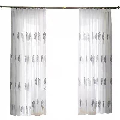 China Nordic style Home Curtain Embroidered Leaf White Sheer Curtains for Living Room See Through Voile Curtains Window for Bedroom for sale