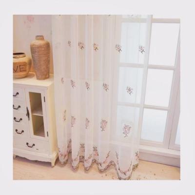 China Semitransparent Korean Modern Grommet Top White Floral Embroidered Sheer Curtains for Windows Living Room Girl's Bedroom for sale