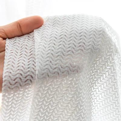 China Shrink-Resistant New Arrival Hollow Fishbone Pattern Balcony Anti-ultraviolet Living Room Soft White Sheer Curtain for sale