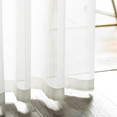 China Shrink-Resistant Nordic Turkish Solid Color Windows Curtain Fabric Fishbone Gauze Turkey Finished Warp Knit Yarn White Lace Curtains for sale