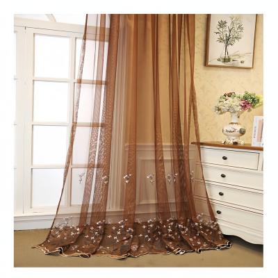 China Flame Retardant Cheap Modern Embroidered  Cortinas Para Salas Living room Decoration Sheer Window Curtain for sale