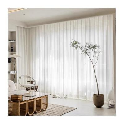 China Breathable New Design Living Room Sheer White Tulle Curtains Soft Chiffon Voile Striped Louvered Voile Sheer Curtain for sale