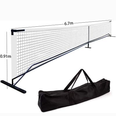 China Shaft+fiberglass steel outdoor practice pole 6.7m tennis portbale foldable training net pickleball net with carry bag for sale