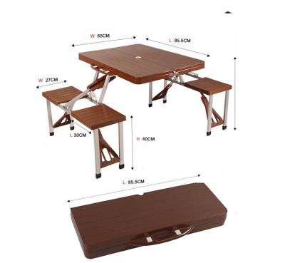 China Modern Aluminum Wood Gain Picnic Table Portable Foldable Easy Outdoor Travel for sale