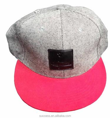 China PU Leather JOINT Label Patch Snapback Caps Flat Brim Hip Hop 6 Panel Trucker Hats For Men And Women for sale