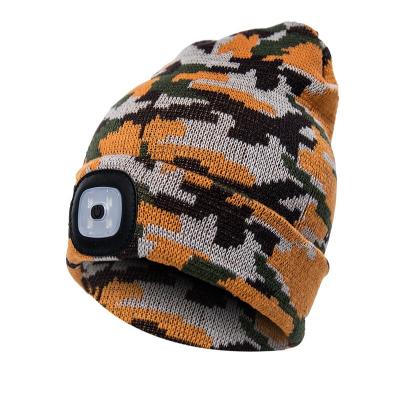 China New Products COMMON Promotional Jacquard LED Beanie Hat Led Winter Led Hat Wholesale Custom Not Rechargeable for sale