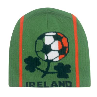 China COMMON traditional loom knitted Beanie Hat And Football Woven green toque with Ireland lettering for sale