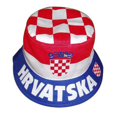 China Cheap character Croatia promotion country flag printing bucket hat, wholesale polyester OEM bucket hat, cotton lead hat for sale