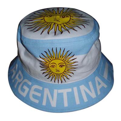 China Cheap character Argentina promotion country flag printing bucket hat, wholesale polyester OEM bucket hat, cotton lead hat for sale