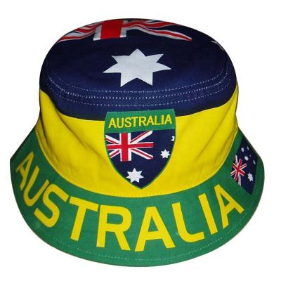 China Character Australia Cheap promotion country flag print bucket hat,wholesale polyester OEM bucket hat,cotton bob hat for sale