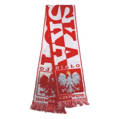 China Promotion Customized Long Logo Soccer Fan Sport Football Winter Woven Scarf Poland Soccer Scarf for sale