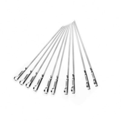 China Competitive Price Stainless Steel Fruit BBQ Skewer Easily Cleaned Grill Meat Chicken Skewers Flat Barbecue Skewers for sale