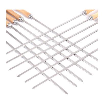 China Factory Wholesale Price Stainless Steel BBQ Easily Cleaned Metal Grilling Skewer Charcoal BBQ Cyprus Grill Skewer for sale