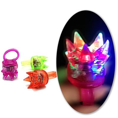 China Plastic Light up toys 3 led jelly bumpy crown rings glow in the dark neon ring bumpy toy decorations for glow party favors for sale