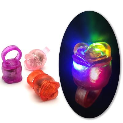 China Plastic Light up toys 3 led jelly bumpy rose rings glow in the dark neon ring bumpy toy decorations for glow party favors for sale