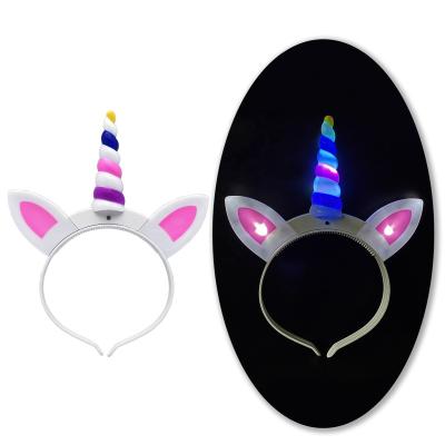 China Plastic Light up toys light up unicorn headband 5 led cartoon headbands christmas halloween  party headdress for sale