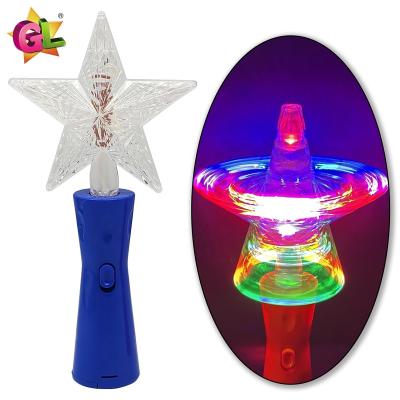 China Plastic Light up toys 6 light up spinning star wand led high speed rotating star stick glow in the dark for sale