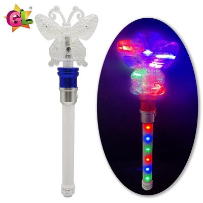 China Plastic Light up toys 12 light up spinning Butterfly wand led high speed rotating star stick glow in the dark for sale