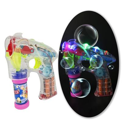 China Plastic Light Up Bubble Toys 4 Led bubble gun Transparent Space Bubble Gun For Kids Children's Outdoor Sports Toys for sale