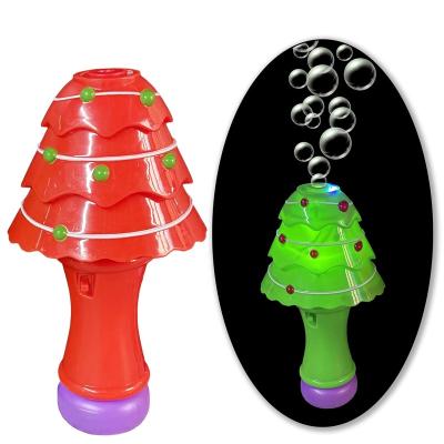 China Plastic Light Up Machine Bubble Toys Led christmas tree Bubble Wand With Sound toys Fun Gifts for Kids Outdoor Toys for sale