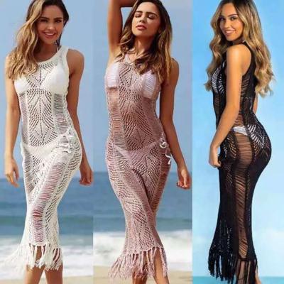 China Breathable Ladies Sexy Mature Bikini Cover Up Transparent Beach Dress Swimwear Beachwear SS-F0905 for sale