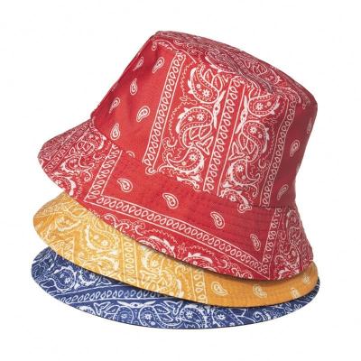 China breathable & New Fashion Waterproof Summer Printed Sun Hat Fisherman Cotton Paisley Print Bandana Unisex Reversible Bucket for sale